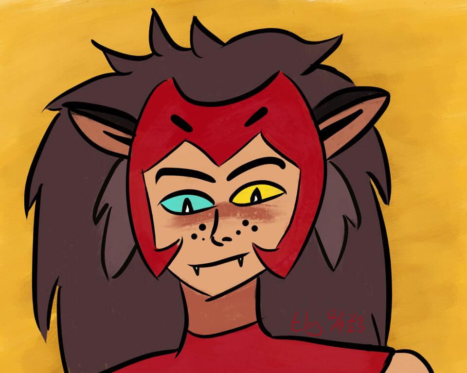 Portrait of Catra from the Netflix TV Series: She-Ra and the Princesses of Power.