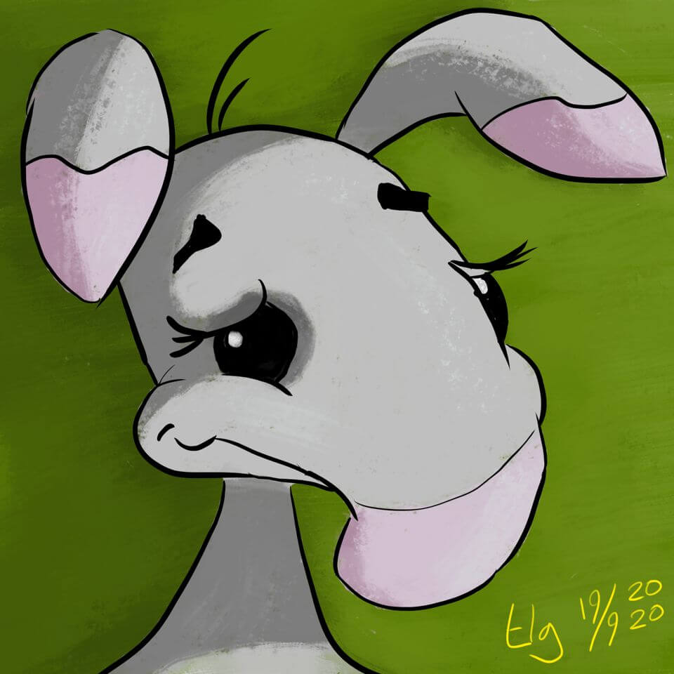 Drawing of a Grey Blumaroo from Neopets.