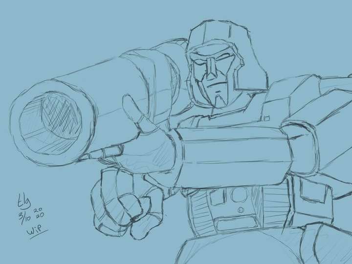 A sketch of Megatron from Transformers G1.