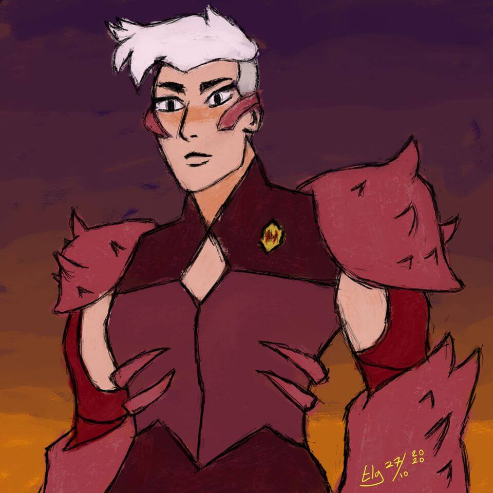 Rough colored painting of Scorpia from the She-Ra Netflix series.